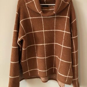 Lumiere Rust Window Pane Plaid Sweater